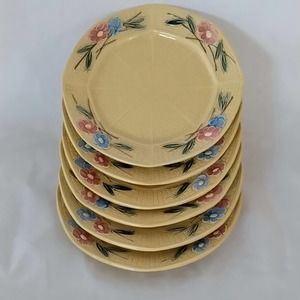 Antique Zell Majolica Plates Basketweave Floral